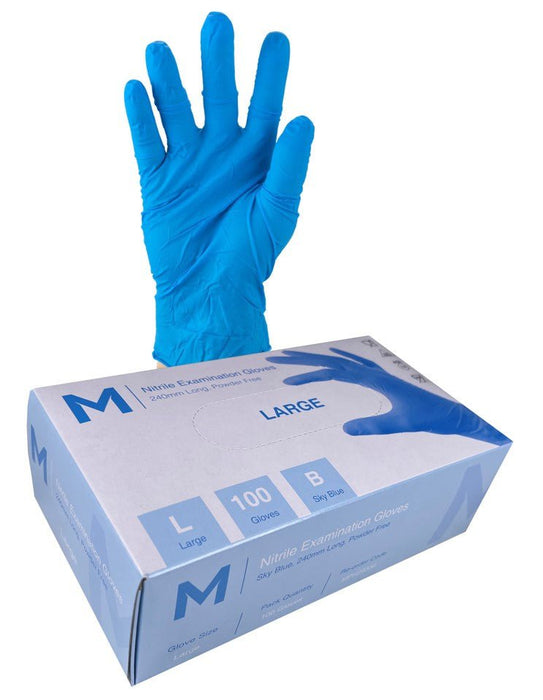 Premium Nitrile Powder Free Examination Gloves 5.0g x 1000's - Large (Sky Blue) MPH29330