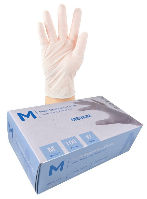 Premium Nitrile Powder Free Examination Gloves 5.0g x 1000's - Medium (White) MPH29300