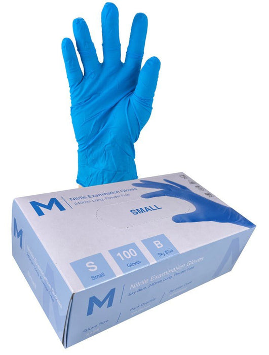 Premium Nitrile Powder Free Examination Gloves 5.0g x 1000's - Small (Sky Blue) MPH29320