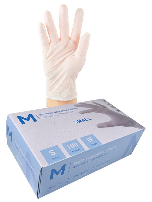 Premium Nitrile Powder Free Examination Gloves 5.0g x 1000's - Small (White) MPH29295