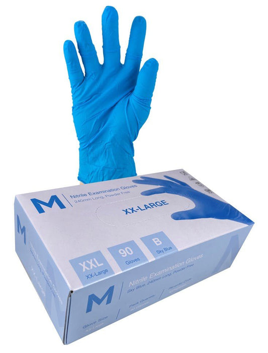 Premium Nitrile Powder Free Examination Gloves 5.0g x 900's - Extra Extra Large (2XL) (Sky Blue) MPH29336