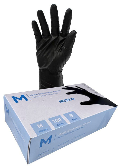 Premium Nitrile Powder Free Examination Gloves 7.0g x 1000's - Medium (Black) MPH29410