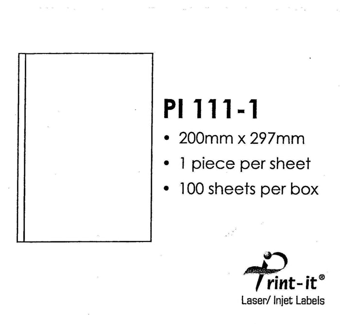 Print-it Labels 1's - 200mm x 297mm PUPI111-1