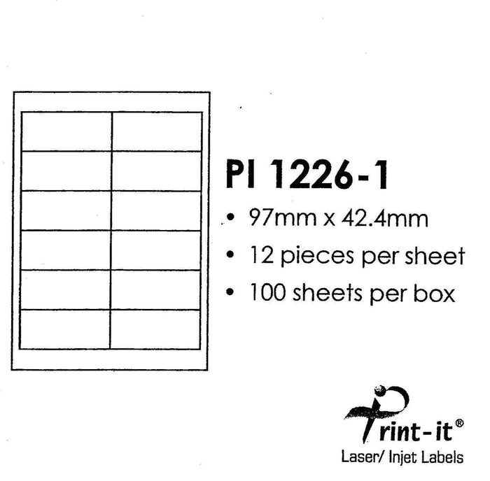 Print-it Labels 12's - 97mm x 42.4mm PUPI1226-1