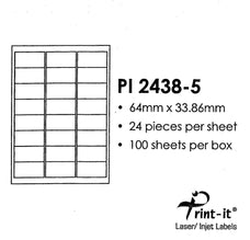 Print-it Labels 24's - 64mm x 33.86mm PUPI2438-5
