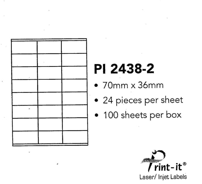 Print-it Labels 24's 70mm x 36mm PUPI2438-2