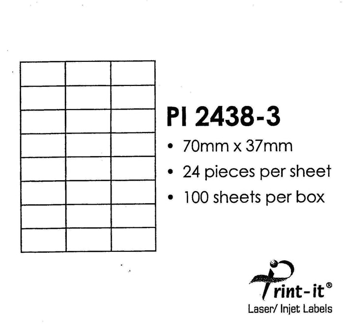 Print-it Labels 24's - 70mm x 37mm PUPI2438-3