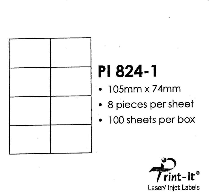 Print-it Labels 8's - 105mm x 74mm PUPI824-1