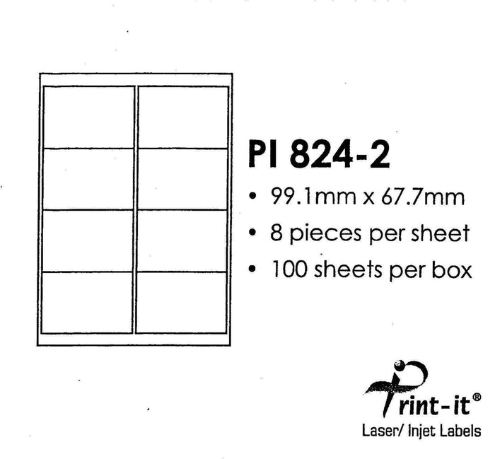 Print-it Labels 8's - 99.1mm x 67.7mm PUPI824-2