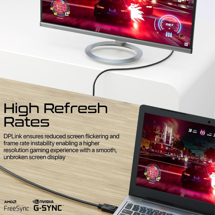 PROMATE 1.2m 1.4 DisplayPort Cable. Supports HD up to 8K@60Hz. Supports 32.4Gbps Data Transfer Speeds. Built-in Secure Clip Lock. Supports Dynamic HDR & 3D Video. Black Colour. CDDPLINK-120