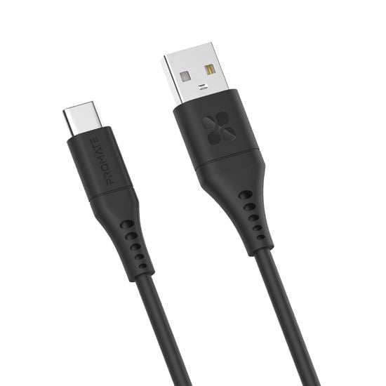 Promate 1.2m USB-A to USB-C Data & Charge Cable, 480Mbps Data Transfer Rate, Durable, Tangle Resistant 25000+ Bend Tested, Black CDPOWERLINK-AC120B