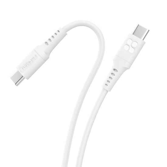 PROMATE 1.2m USB-C Data and Charging Cable. Data Transfer Rate 480Mbs. 60W Power Delivery. Durable Soft Silicon Cable. Tangle Resistant.25000+ Bend Tested. White CDPOWERLINK-CC120W