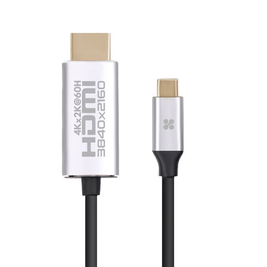 Promate 1.8m USB-C to HDMI Cable Premium Audio Video Ultra HD, Gold Plated Connectors, Up to 4K@60Hz, Grey CDHDLINK-60H.GRY