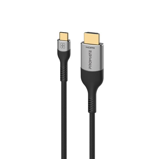 PROMATE 1.8m USB-C to HDMI Cable Supports up to 8K@60Hz UHD Res & 48Gbps Data Transfer Speed. Easy Plug & Play. Silver/Black Colour. CDMEDIACORD-8K