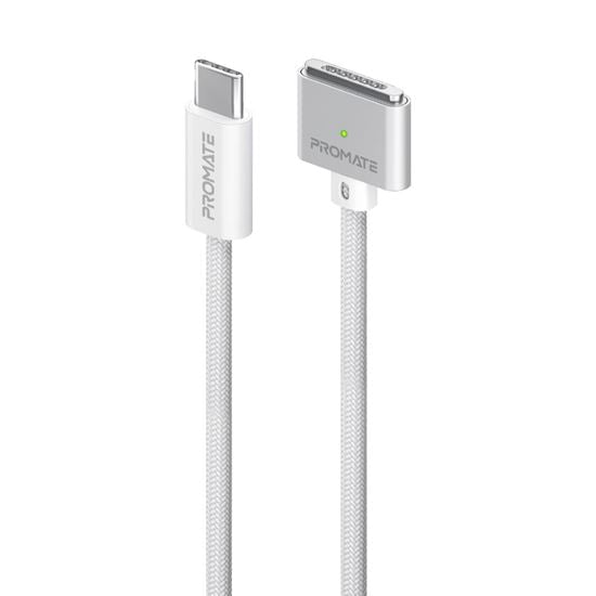 PROMATE 2M 140W USB-C to MagSafe 3 Charging Cable for MacBook. Tangle Free Nylon Braided, Strong Magnetic Hold, 140W PD. Compatible with MacBook Pro & MacBook Air. While Colour. CDMAGCORD-140PD