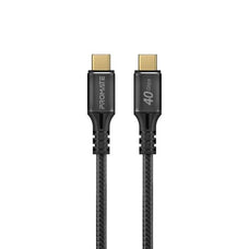 PROMATE 2M USB-C to USB-C Cable. Supports Thunderbolt 3, 240W Super Speed Fast Charging, 40Gbps Data, & 8K@60Hz Res. Nylon Braided. Protects Against Over Charging. Black Colour. CDPOWERBOLT240-2M
