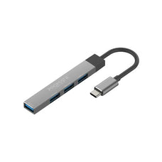 Promate 4-In-1 Ultra-Slim Multi Port Hub, USB-C, USB-A Adapter, Black CDLITEHUB-4.GRY
