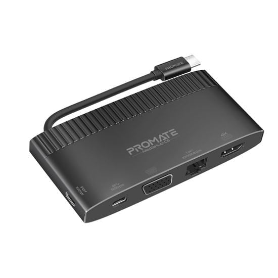 PROMATE 6-in-1 USB Multi Port Hub with USB-C Connector. Includes USB-C, USB-A, HDMI, Ethernet & VGA Ports. 100W Power Delivery. Data Transfer Rate 5Gbps. Supports Win 7/8/10 & Mac OS 10.6 & Above CDMEDIAHUB-C6