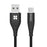 Promate Braided USB-A to USB-C Connector Cable, Fast Charging, 480 Mbps Data Transfer Rate, Tangle Free Design, Black CDCCORD-1.BLACK