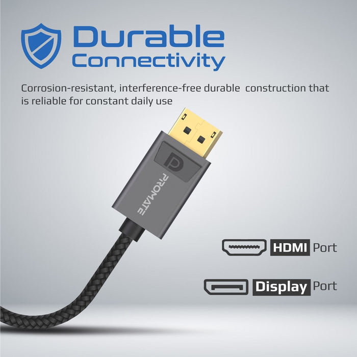 PROMATE DisplayPort to HDMI Adapter Max HDMI Resolution 4K/60Hz, 1080p/60Hz. Superior Stability with no Signal Loss. Secure Clip Lock with Corrosion Resistant Connectors CDMEDIALINK-DP