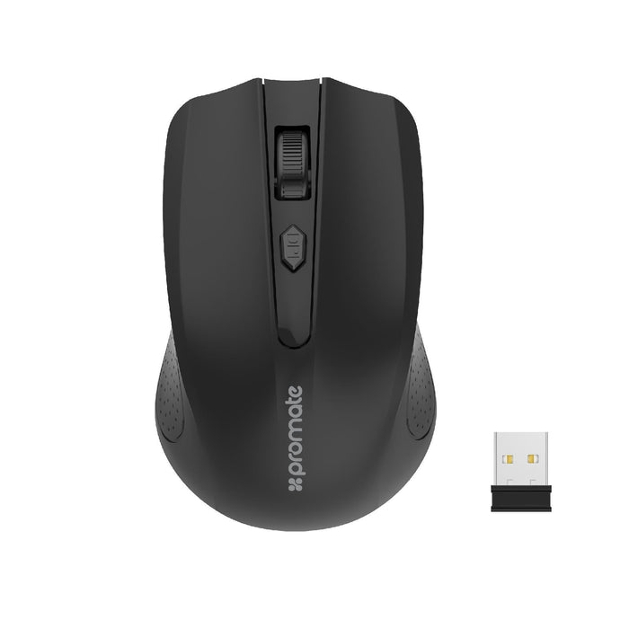 Promate Ergonomic Wireless Mouse 2.4GHz, Up to 10m, Low Power Consumption, Black CDCLIX-8.BLK