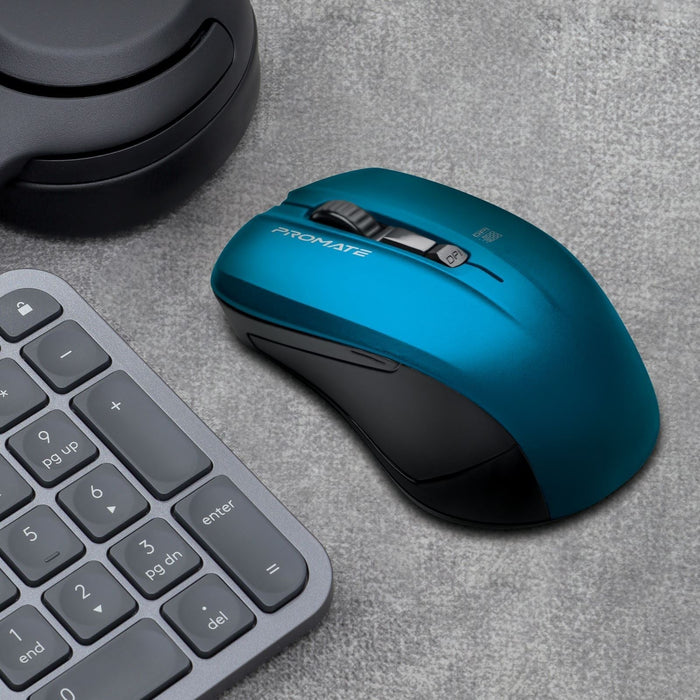 Promate Ergonomic Wireless Mouse, Ambidextrous Design, Blue CDCONTOUR.BL