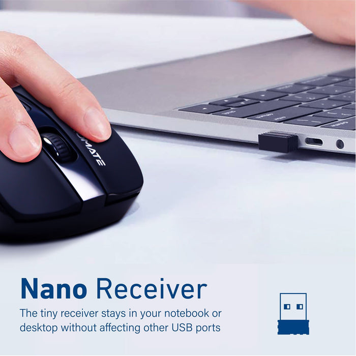 Promate EZGrip Ergonomic Wireless Mouse, Quick Forward/Back Buttons, Black CDCURSOR.BLK