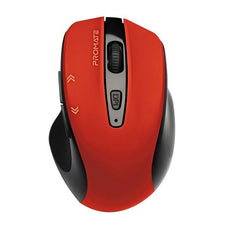 Promate EZGrip Ergonomic Wireless Mouse, Quick Forward/Back Buttons, Red CDCURSOR.RED