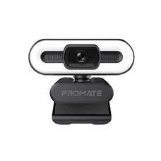 Promate Full-HD Web Camera with Microphone, 90 Degree FOV, USB Connectivity, Adjustable Tripod Included, Built-in LED Light CDPROCAM-3.BLK