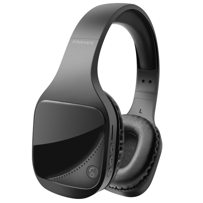 Promate Hi-Fi Stereo Bluetooth Wireless Over-Ear Headphones, Up to 10 Hours Playback, Integrated Mic, Black CDNOVA.BLK