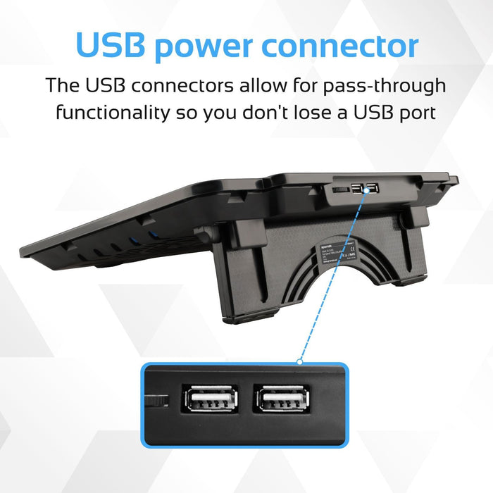 Promate Laptop Stand with Cooling Pad, Silent Fan, Adjustable Height, 2x High Performance, USB Powered, Black CDAIRBASE-1.BLK