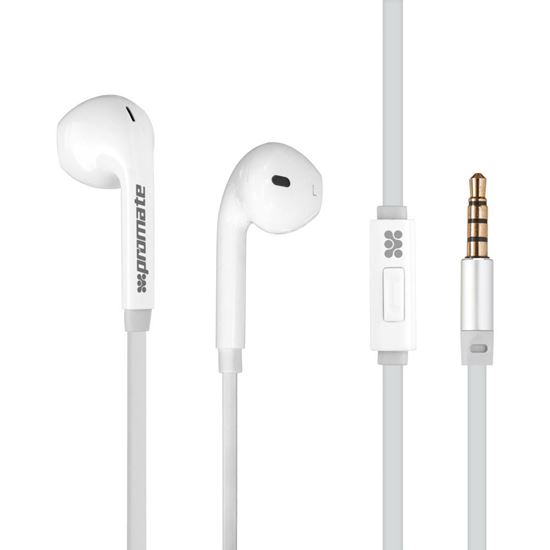 Promate Lightweight High-Performance Stereo Earbuds, In-Line Mic and Universal Volume Control, White CDGEARPOD-IS2.WHT