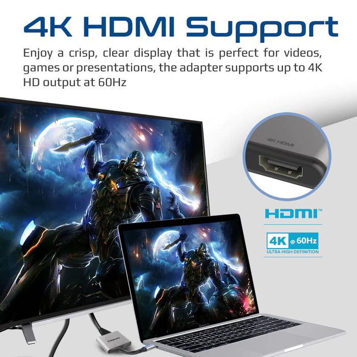 Promate MediaLink-H2 4K USB-C Connector to Dual HDMI Adapter. Compatible with All USB-C Output Devices Including Windows, iOS, & Android Grey CDMEDIALINK-H2