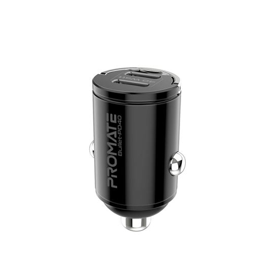 Promate Micro Car Charger with 2x USB-C 20W CDBULLET-PD40