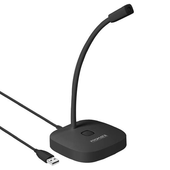 Promate OmniDirectional USB Microphone, Gooseneck Design, Mute Button, Universal Compatibility, Black CDPROMIC-1.BLK