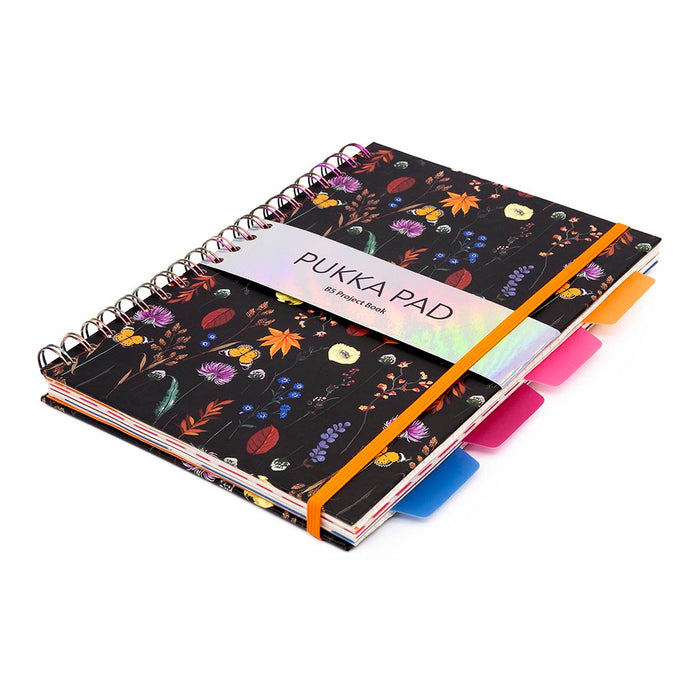 Pukka Bloom Hardcover Project Notebook, B5, Black FPP9494BLMBK
