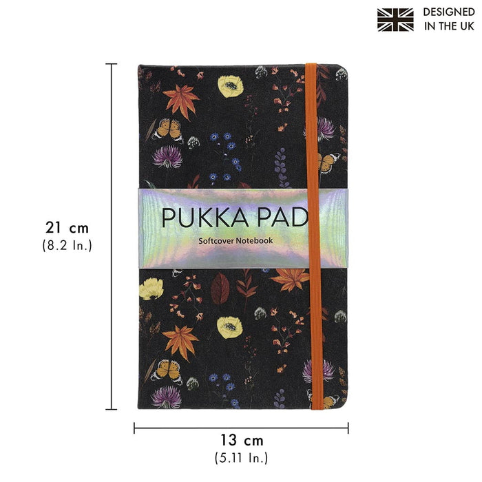 Pukka Bloom Softcover Notebook 13cm x 21cm, Black FPP9492BLM