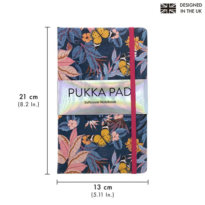 Pukka Bloom Softcover Notebook, 13cm x 21cm, Blue FPP9491BLM