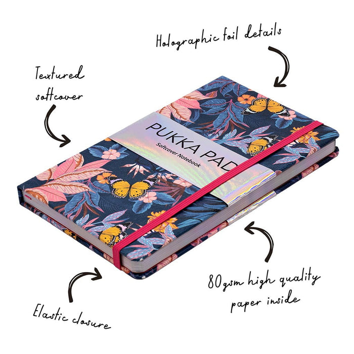 Pukka Bloom Softcover Notebook, 13cm x 21cm, Blue FPP9491BLM