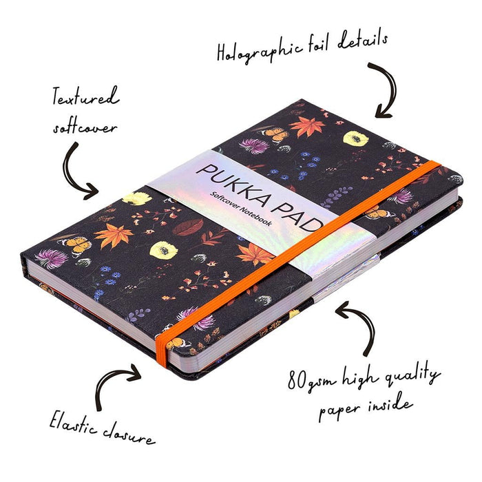 Pukka Bloom Softcover Notebook 13x21cm Black FPP9492BPM