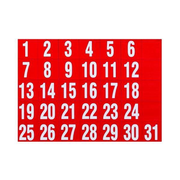 Quartet Magnetic Dates / Numbers 1 to 31 - 25mm x 30mm - Red AOQTMD31
