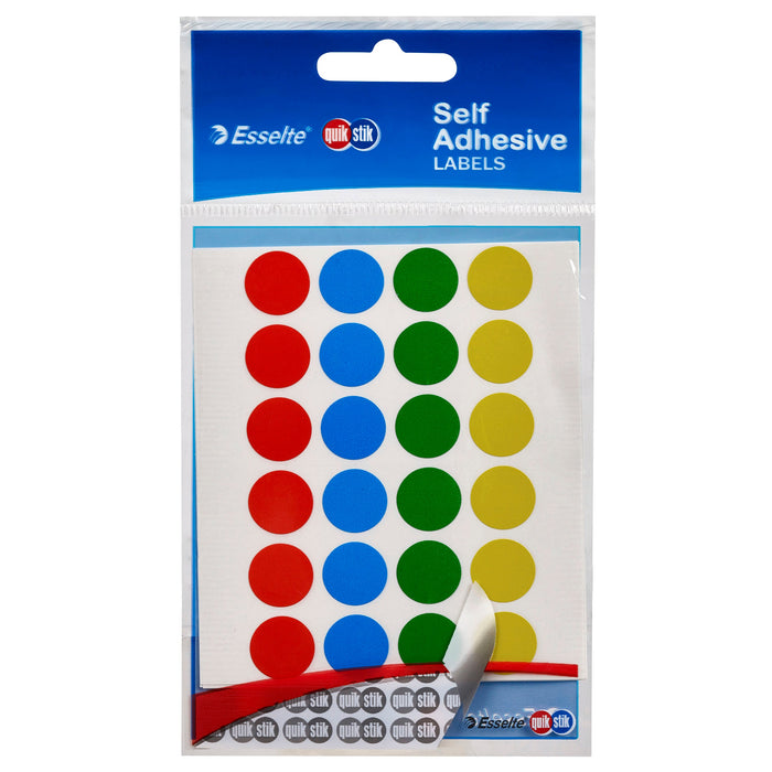 Quikstik Circular Multi Colour Labels 14mm AO80311CPMLT