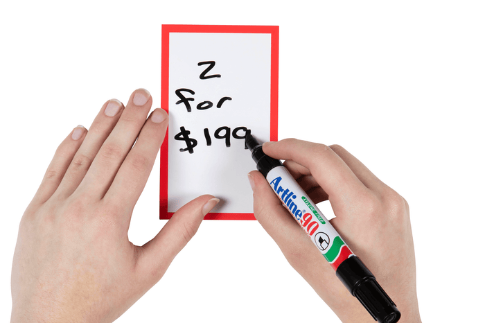 QuikStik Display Tickets Red Border 75 x 125mm x 10's AO48299
