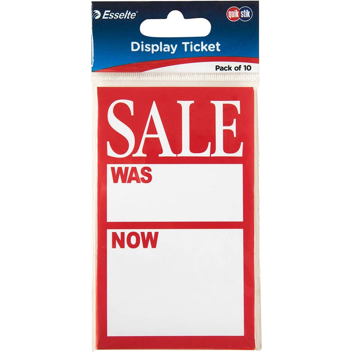 Quikstik Display Tickets Was/Now Pack of 10 AO49990