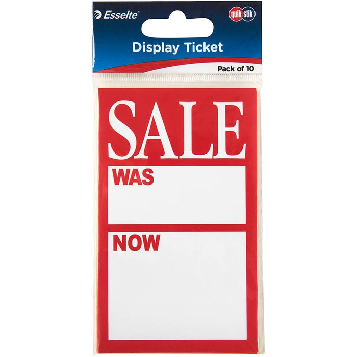 Quikstik Display Tickets Was/Now Pack of 10 AO49990-DO