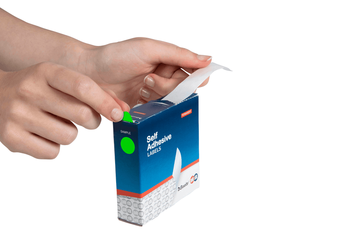 Quikstik Label Dispenser Circle 14mm Fluoro Green 700 Labels, Permanent Adhesive AO80103CPFG