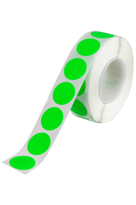 Quikstik Label Dispenser Circle 14mm Fluoro Green 700 Labels, Permanent Adhesive AO80103CPFG