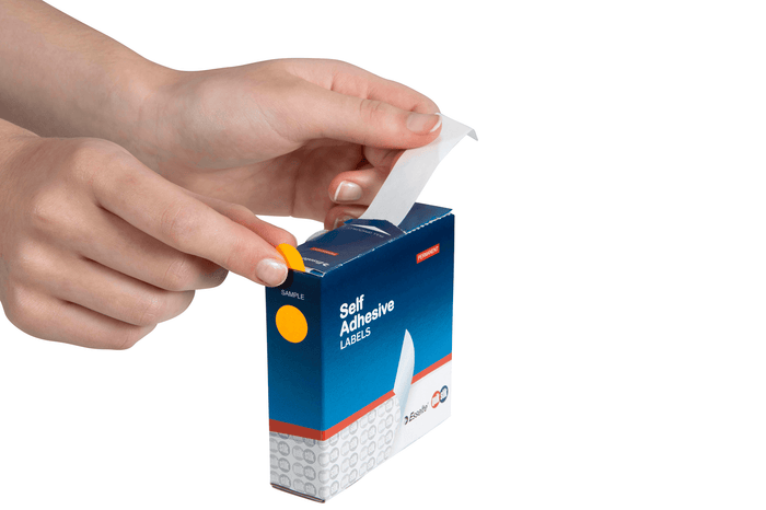 Quikstik Label Dispenser Circle 14mm Fluoro Orange 700 Labels, Permanent Adhesive AO80103CPFO