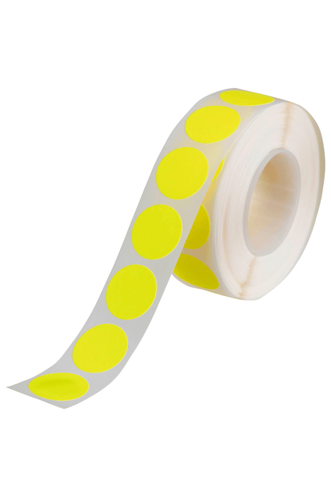 Quikstik Label Dispenser Circle 14mm Fluoro Yellow 700 Labels, Permanent Adhesive AO80103CPFY