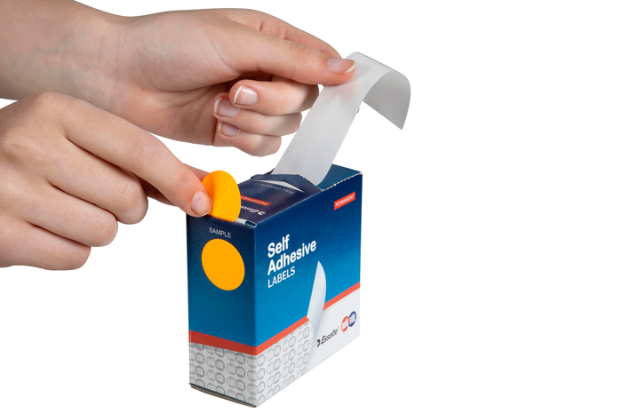 Quikstik Label Dispenser Circle 24mm Fluoro Orange 350 Labels, Permanent Adhesive AO80108CPFO